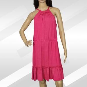 2/$30 NWOT Loveappella Pink Flounce Hem Halter Dress Size LP